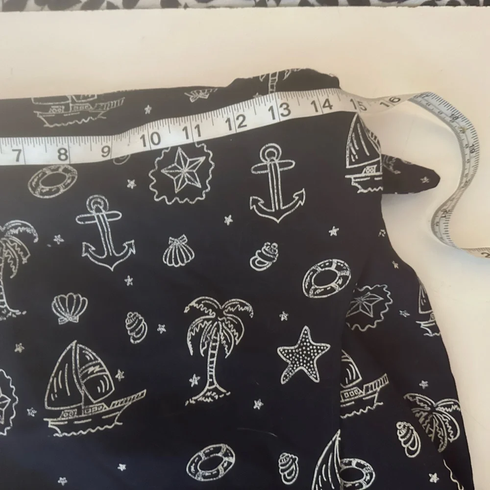 Breeches Navy Blue Nautical Beach Palm Tree Anchor Vintage Vacation Wrap Skirt S